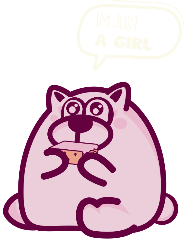 MockCakeT Trolley mascot - pink bear character