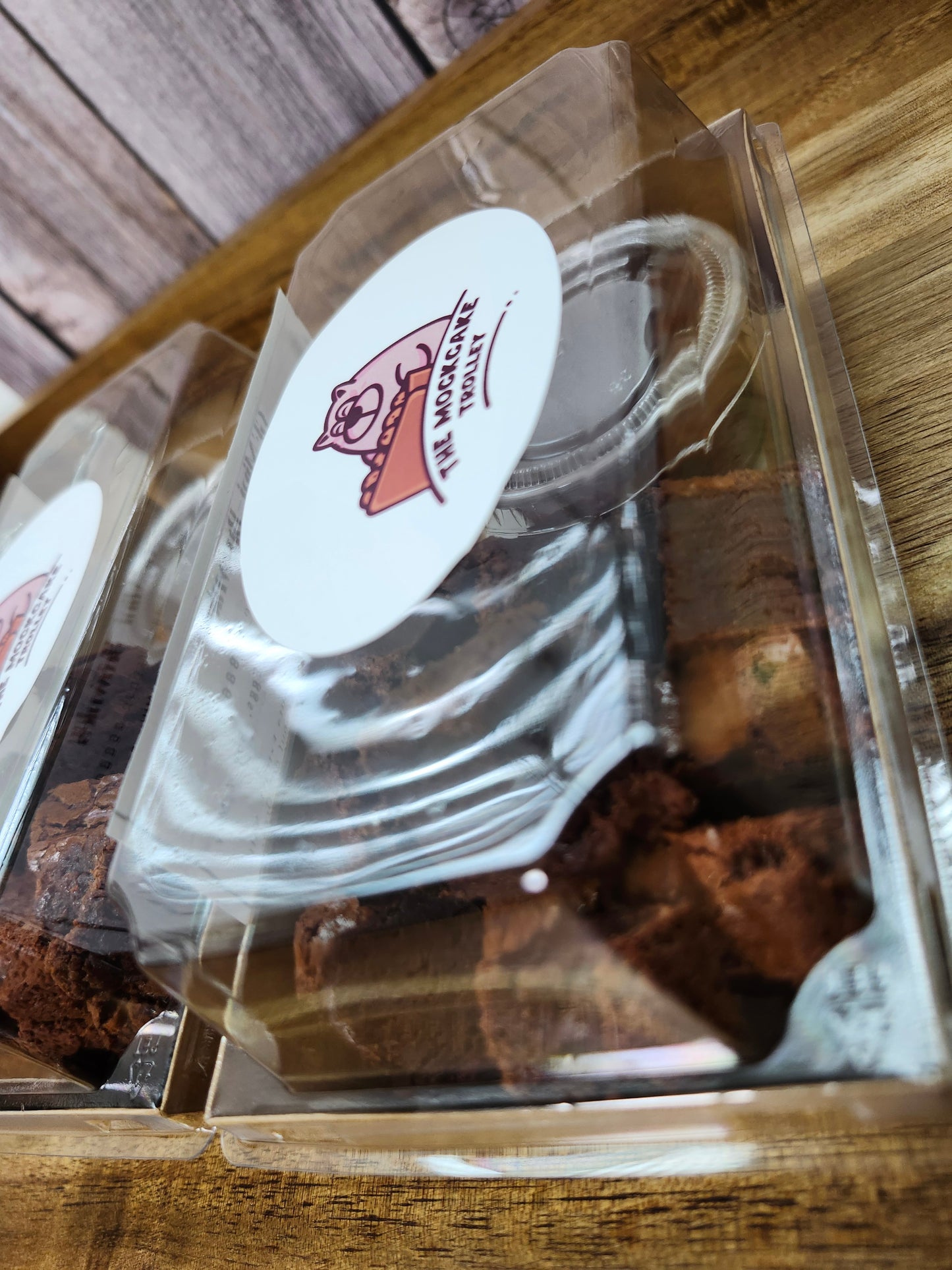 Gluten-free chocolate brownie box by The MockCake Trolley Frisco TX
