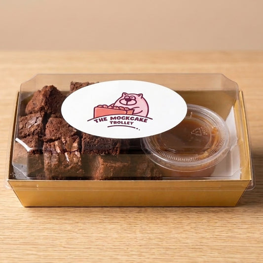 Gluten-free chocolate brownie box by The MockCake Trolley Frisco TX